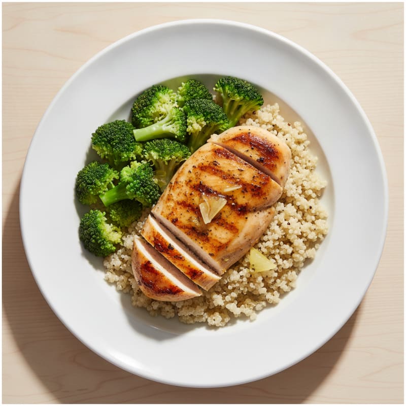 Grilled Chicken Breast with Quinoa and Steamed Broccoli