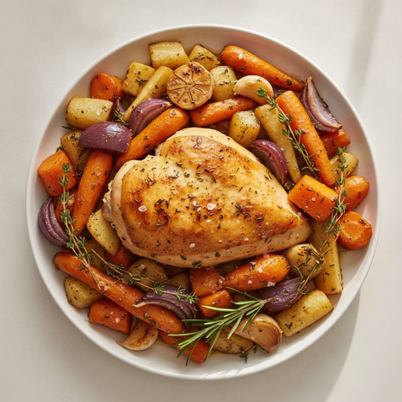 Garlic Herb Roasted Chicken with Root Vegetables