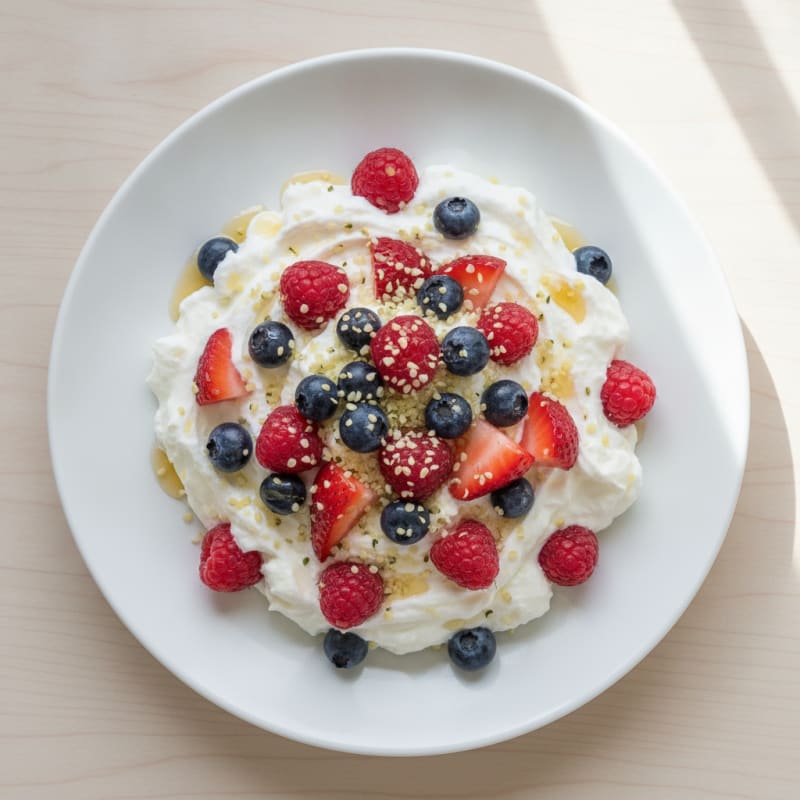Greek Yogurt Protein Mousse with Mixed Berries