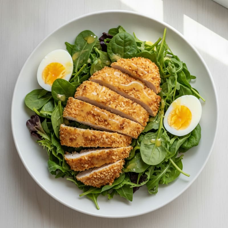Crispy Chicken Breast Salad with Mixed Greens
