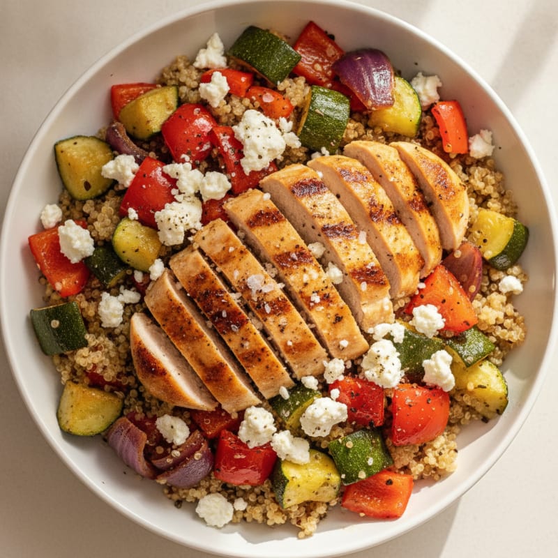 Quinoa with Roasted Vegetables and Feta