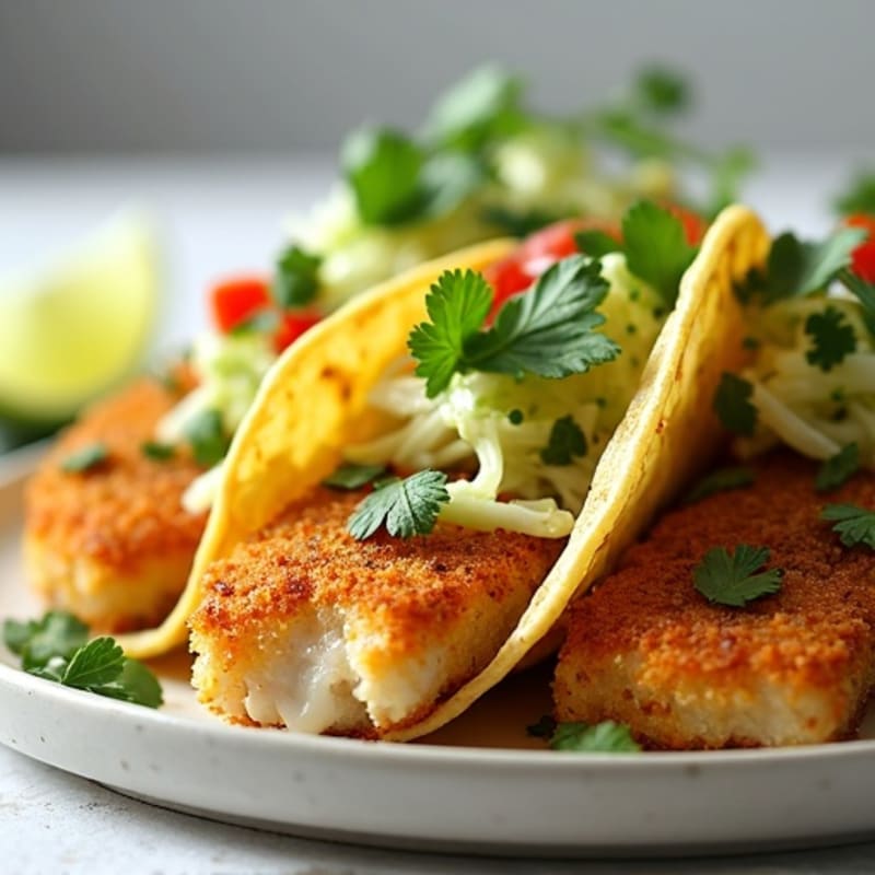 Crispy Baked Fish Tacos with Fresh Cabbage Slaw
