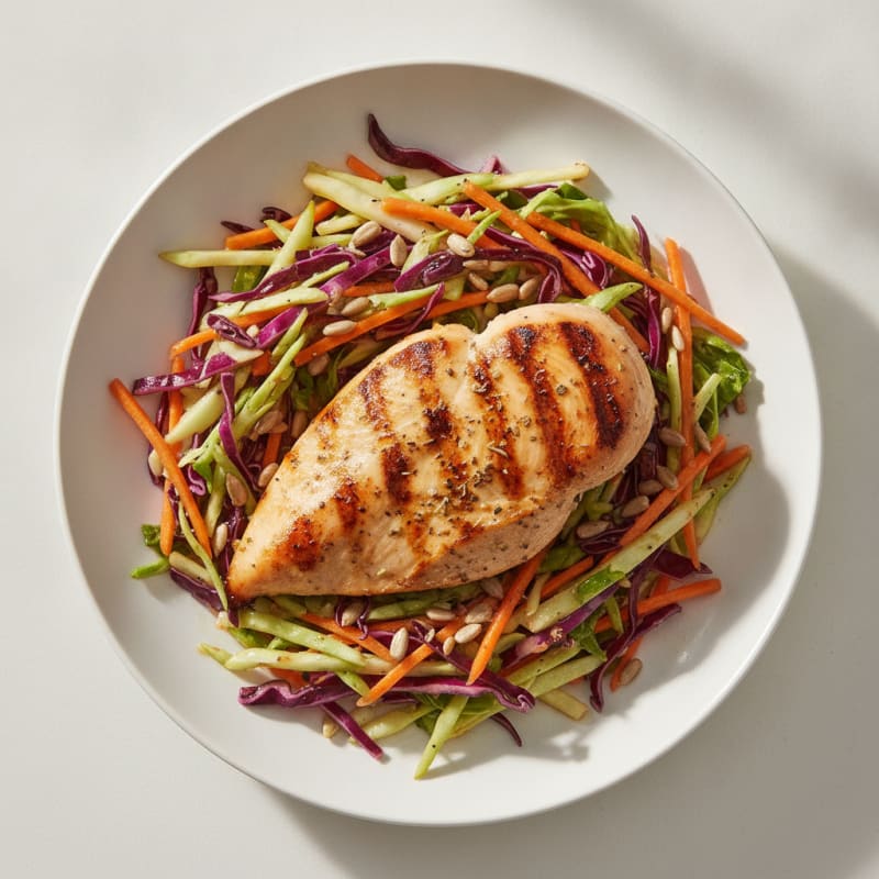 Grilled Chicken Breast with Crunchy Cabbage Slaw