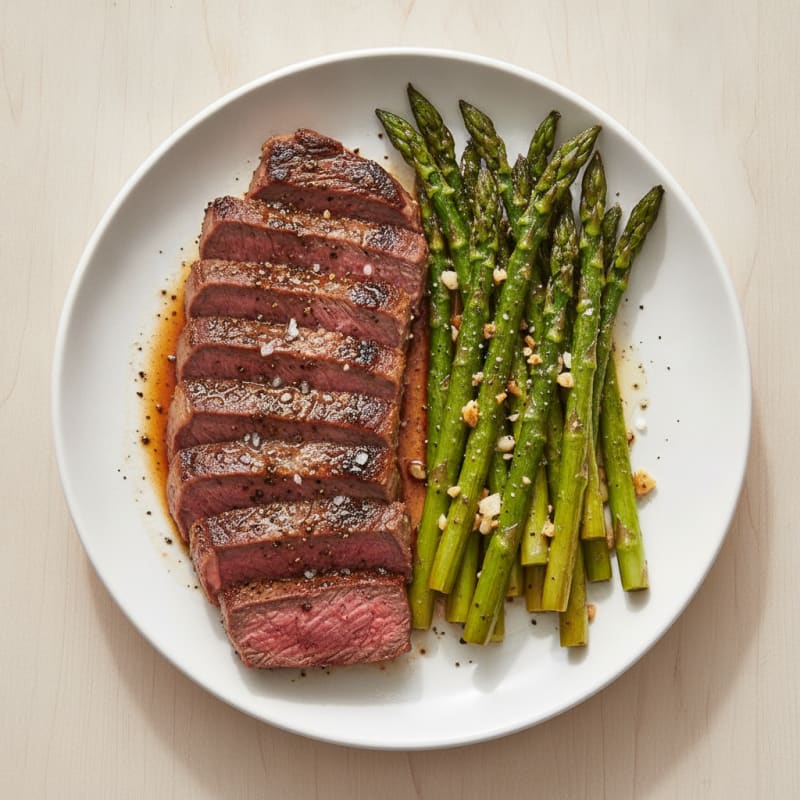 Pan-Seared Steak with Roasted Asparagus