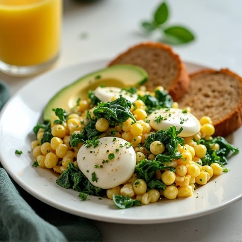 Egg White and Spinach Scramble with Cottage Cheese