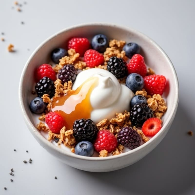 Creamy Greek Yogurt Parfait with Mixed Berries and Almond Butter