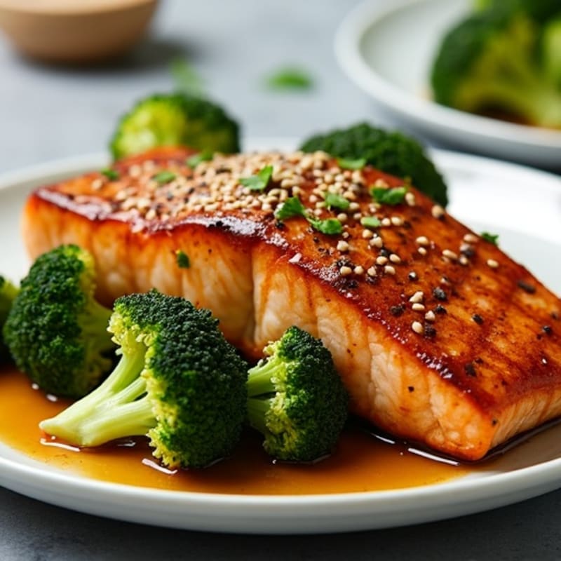 Ginger-Sesame Glazed Salmon with Roasted Broccoli