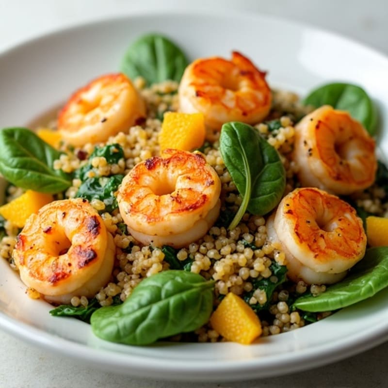Grilled Shrimp and Quinoa Spinach Salad