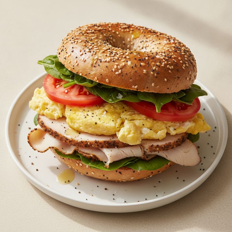 Turkey and Egg Everything Bagel