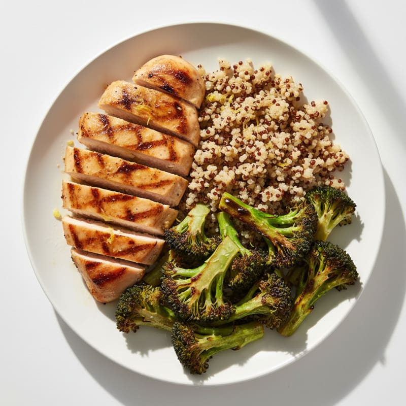 Grilled Chicken Breast with Roasted Broccoli and Quinoa