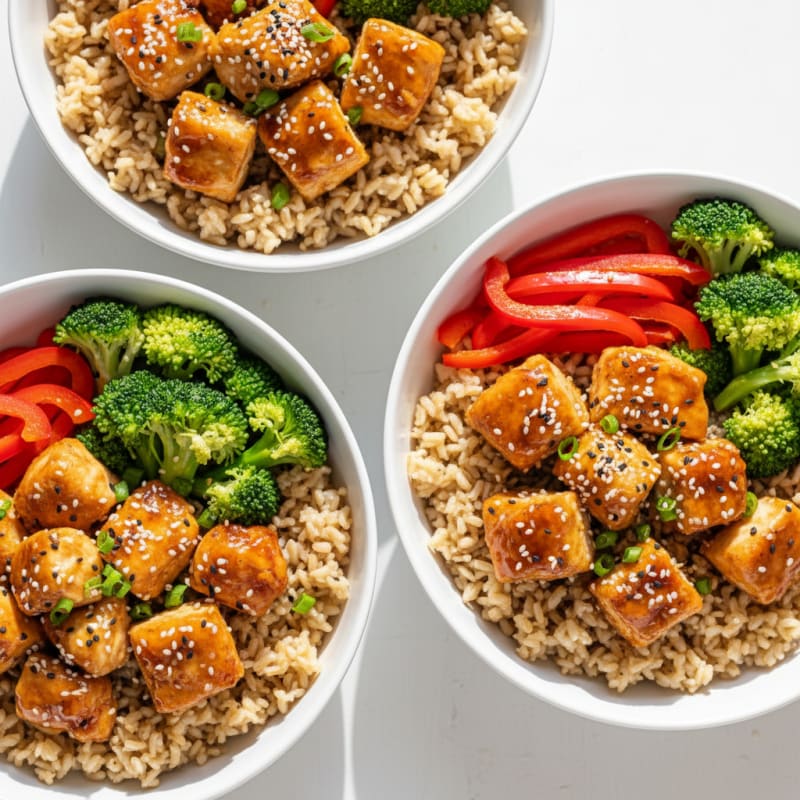Crispy Honey-Garlic Chicken Bowls