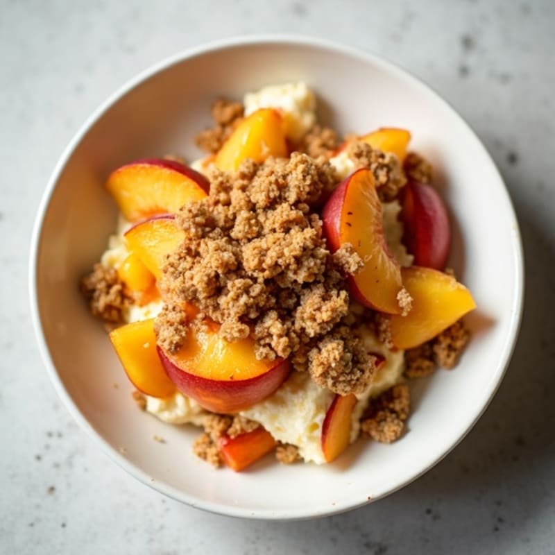 Baked Sweet Peach and Cottage Cheese Crumble
