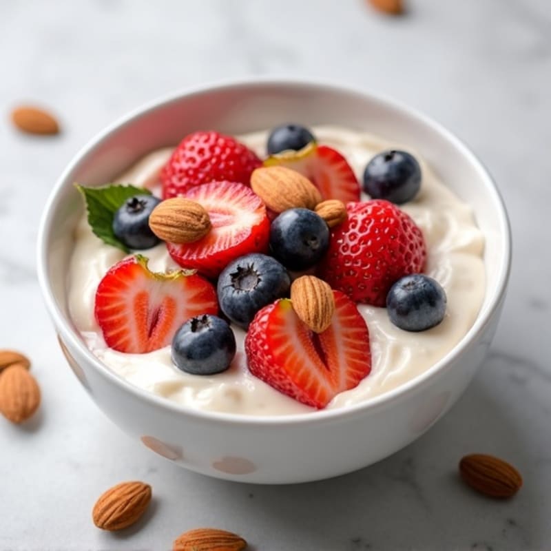 Creamy Greek Yogurt Protein Bowl with Mixed Berries and Almonds
