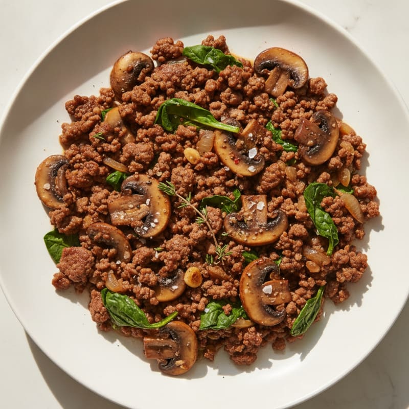Savory Ground Beef and Mushroom Skillet