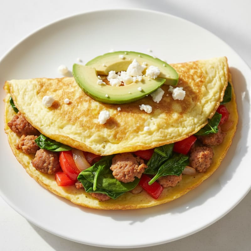 Egg White Veggie Omelet with Turkey Sausage