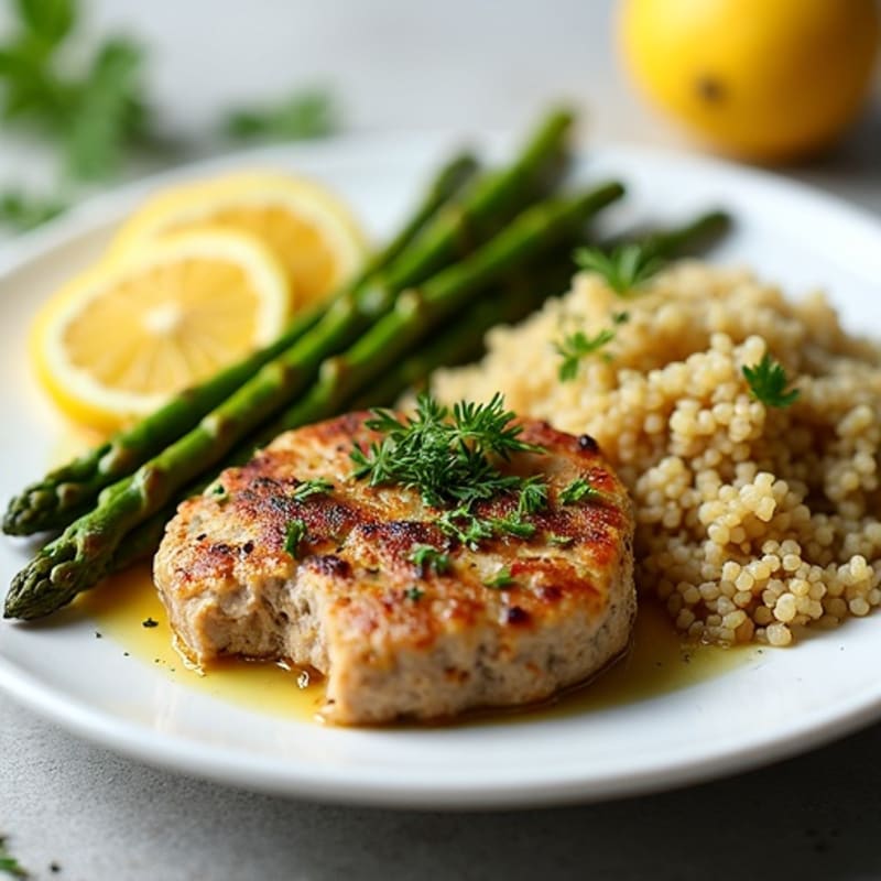 Lemon Herb Ground Turkey with Roasted Asparagus