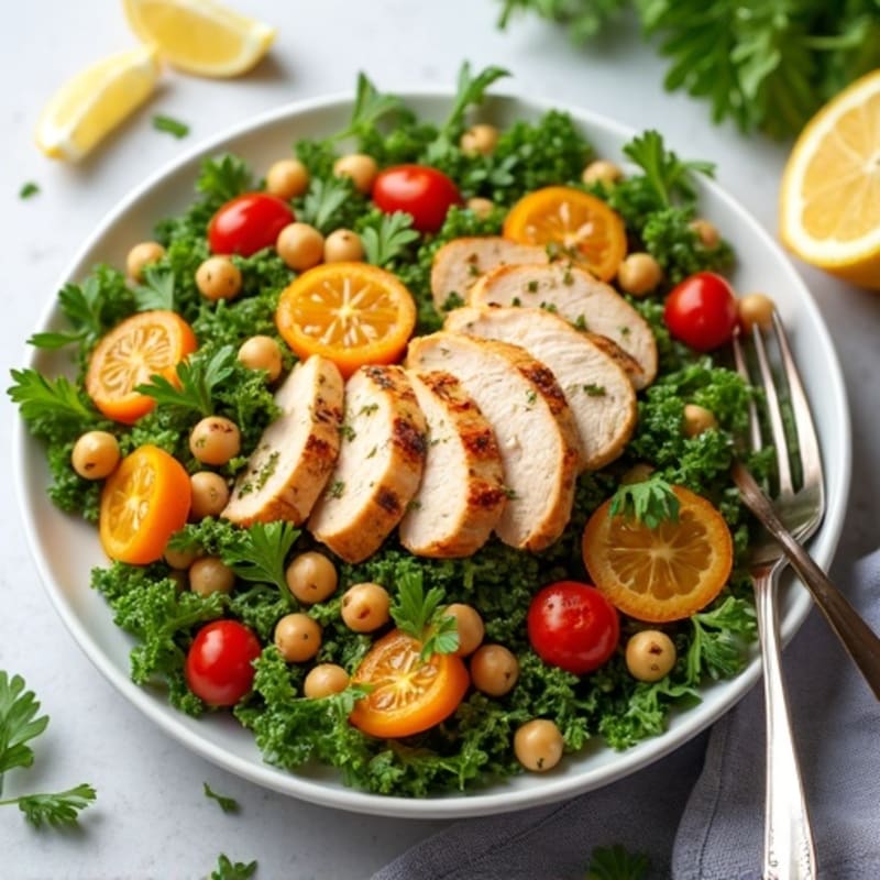 Lemon-Herb Grilled Chicken and Chickpea Salad with Crispy Greens