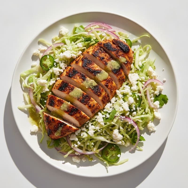 Spicy Grilled Chicken Breast with Crunchy Cabbage Slaw
