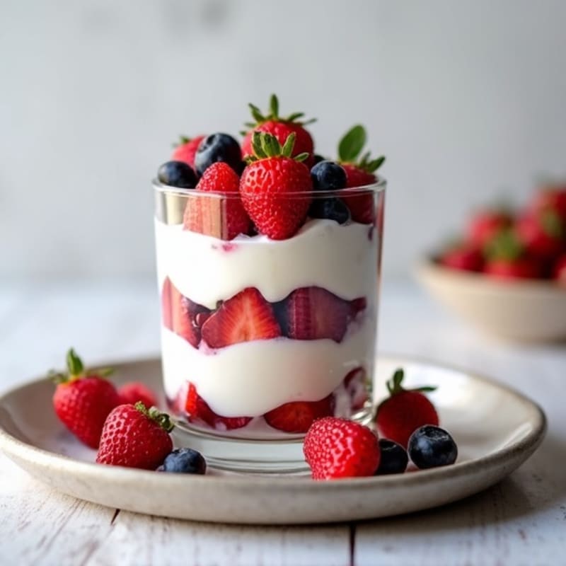 Greek Yogurt Protein Parfait with Mixed Berries and Almond Butter