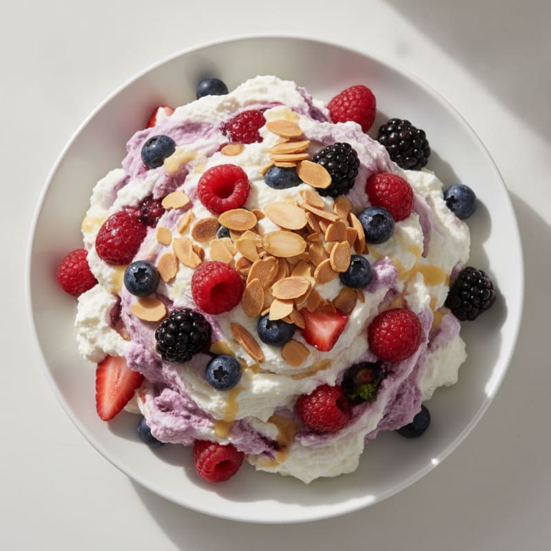 Greek Yogurt Protein Mousse with Mixed Berries