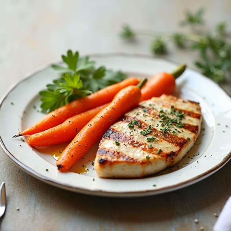 Grilled Chicken Breast with Roasted Carrots