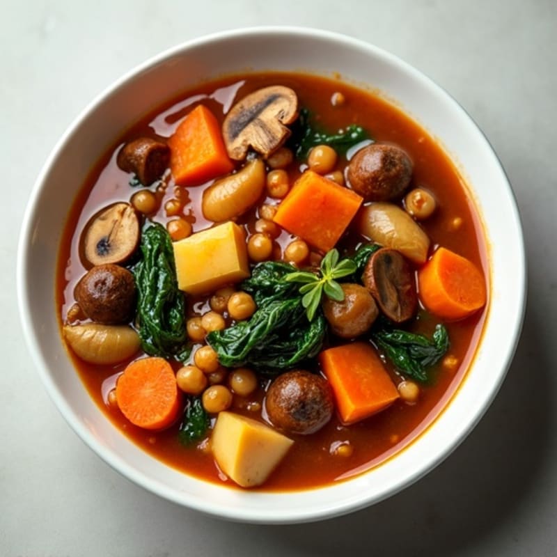 Hearty Vegan Braised Mushroom and Root Vegetable Stew