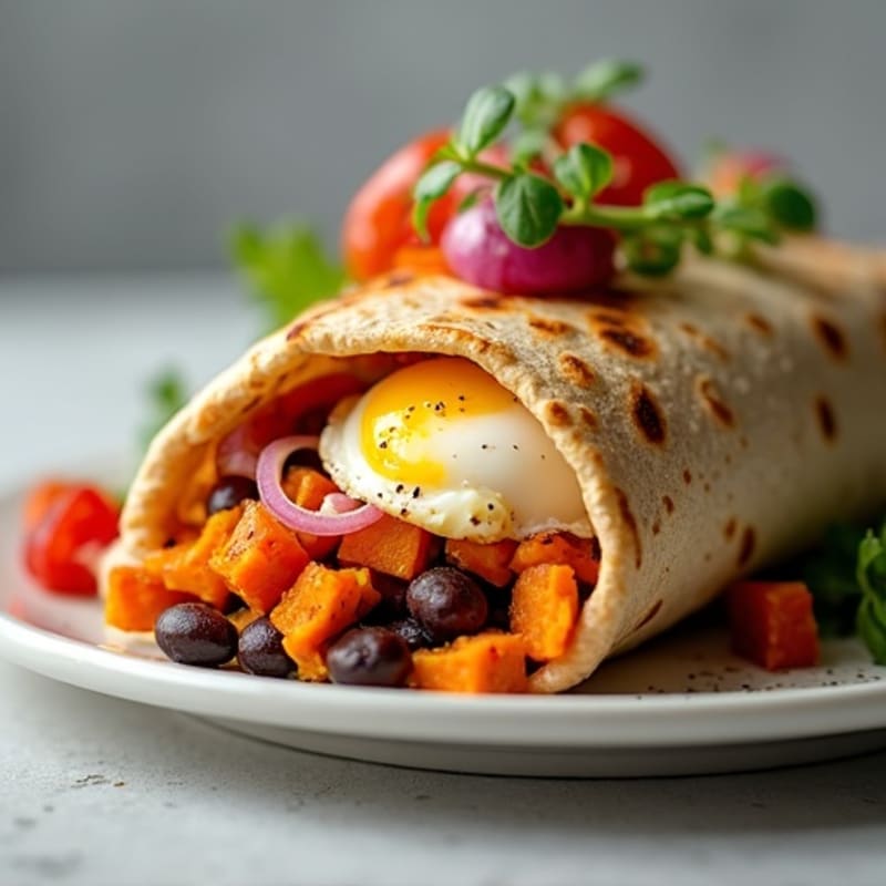 Protein-Packed Sweet Potato Black Bean Breakfast Burrito