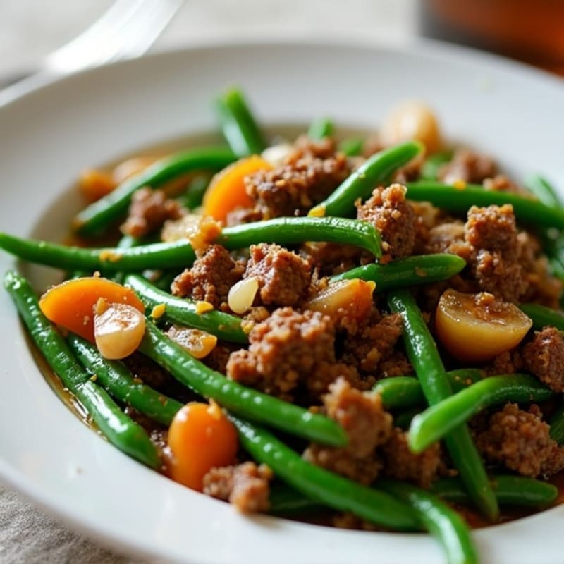 Savory Ground Beef and Crispy Green Bean Skillet