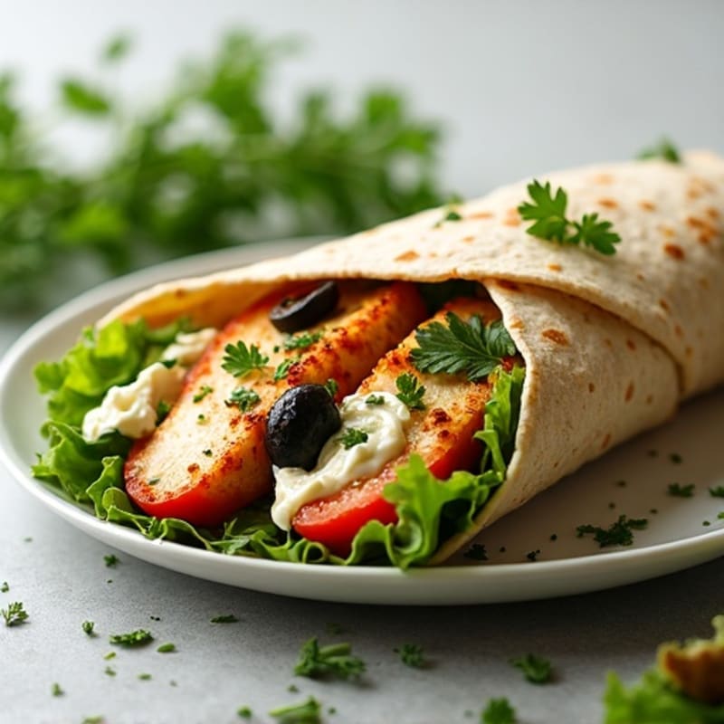 Crispy Greek Chicken Wrap with Fresh Herbs