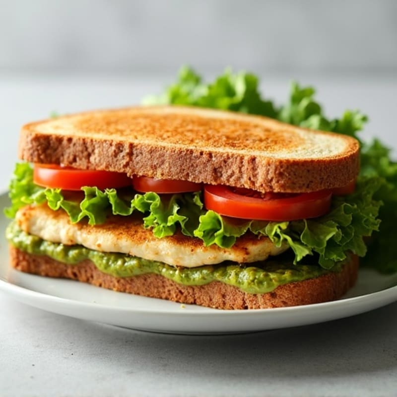 Grilled Chicken Pesto Sandwich with Fresh Greens