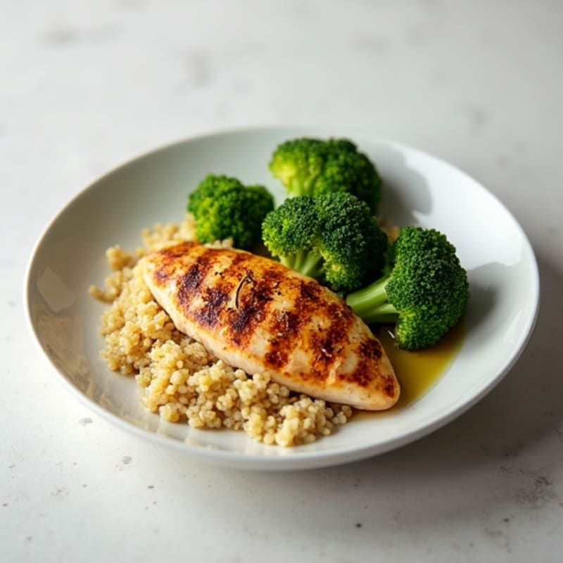 Grilled Chicken Breast with Quinoa and Steamed Broccoli