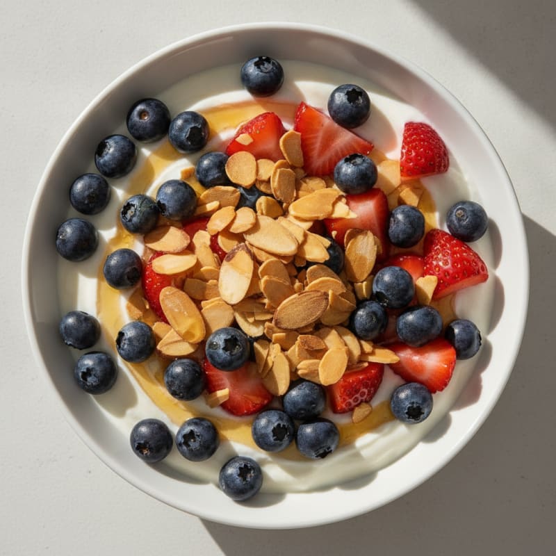 Greek Yogurt with Fresh Berries and Toasted Almonds