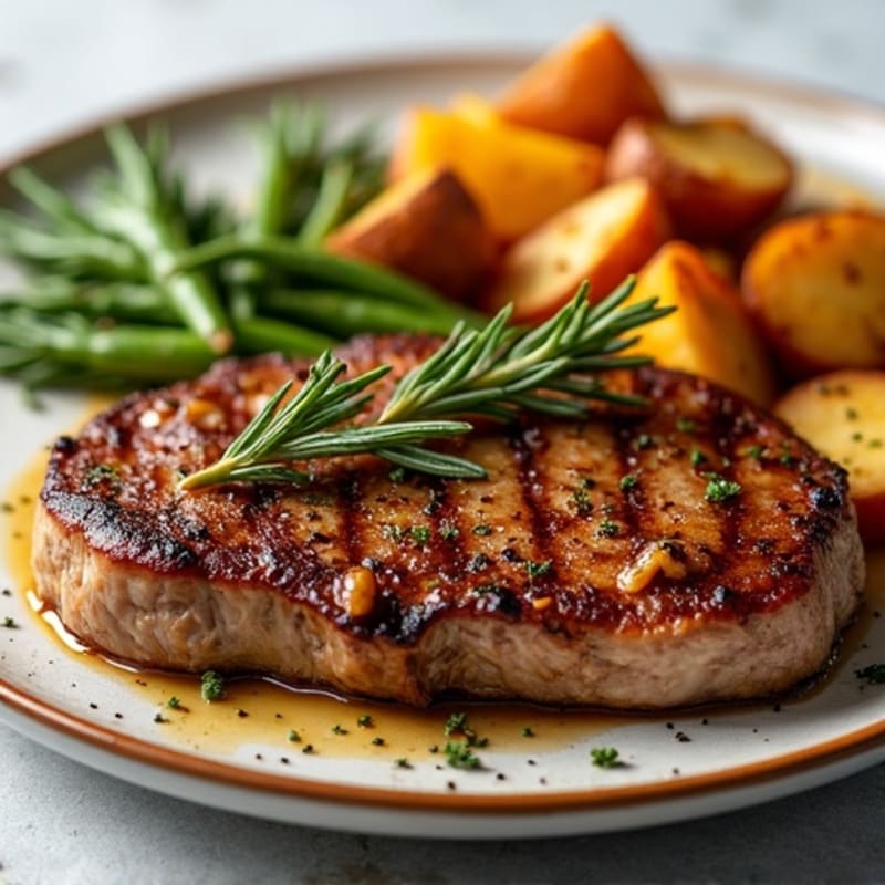 Garlic Herb Pan-Seared Steak with Crispy Roasted Potatoes
