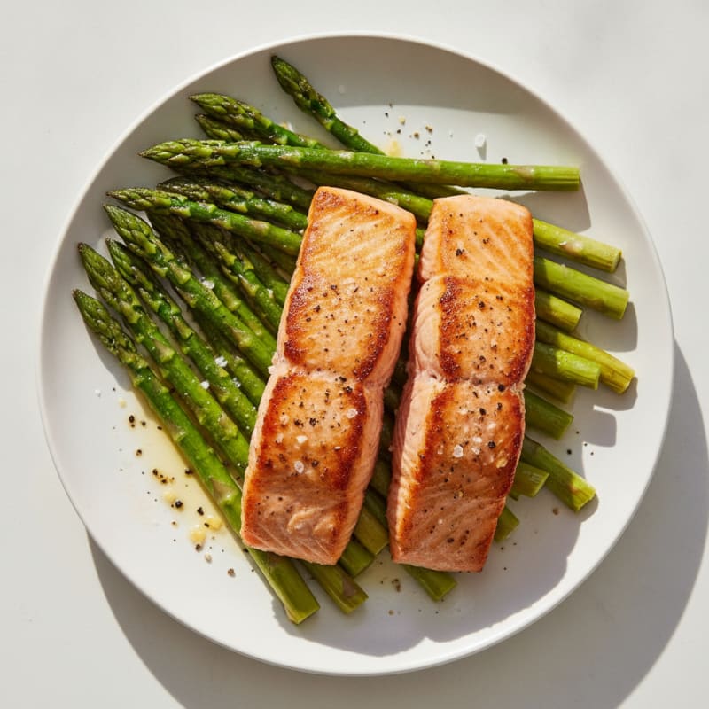 Pan-Seared Salmon with Roasted Asparagus