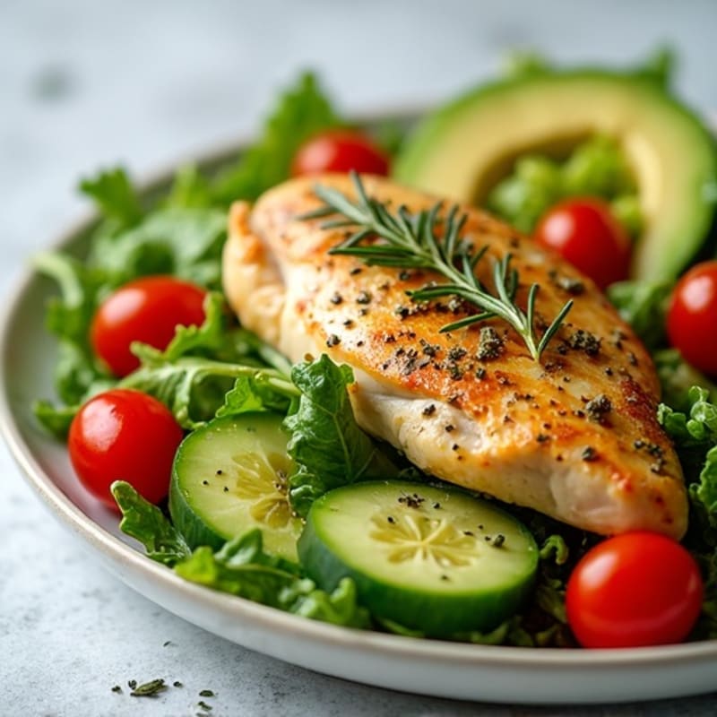 Herb-Roasted Chicken with Fresh Greens and Zesty Vinaigrette