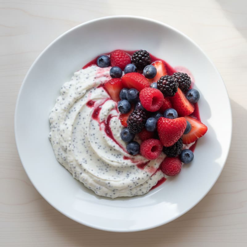 Silky Greek Yogurt Protein Mousse with Mixed Berries