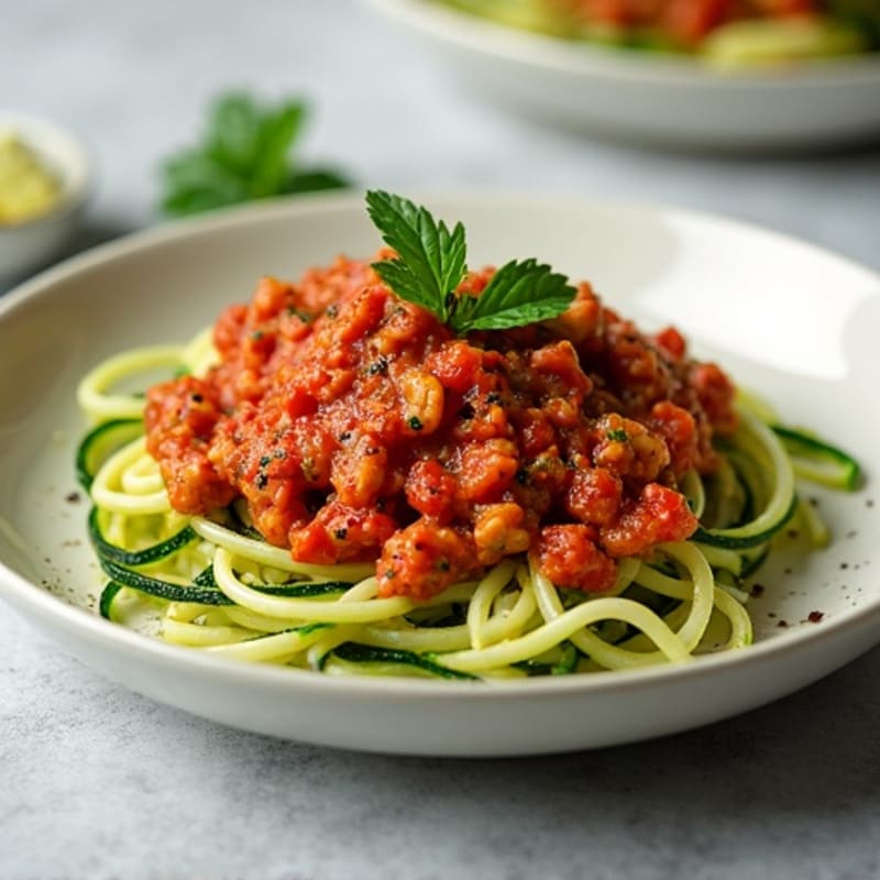Lean Ground Turkey Bolognese with Zucchini Noodles