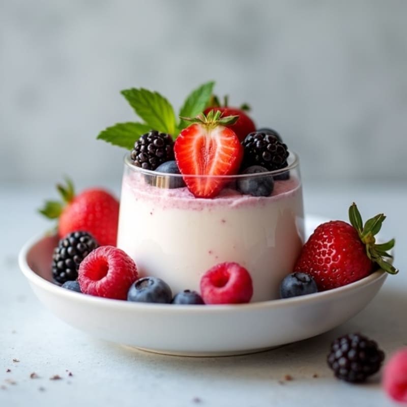 Greek Yogurt Protein Mousse with Mixed Berries