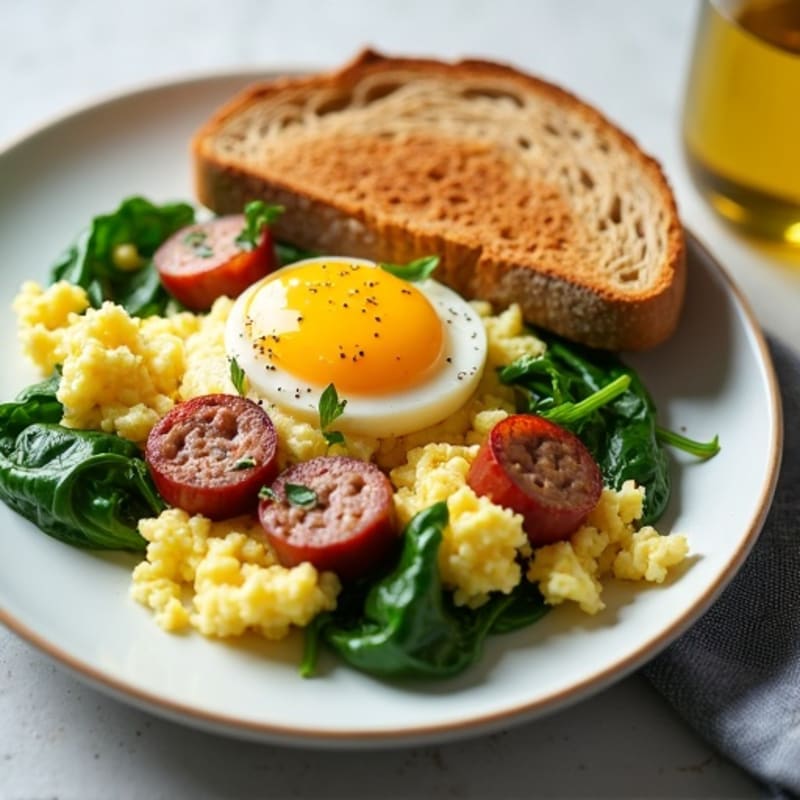 Egg White and Turkey Sausage Scramble with Spinach