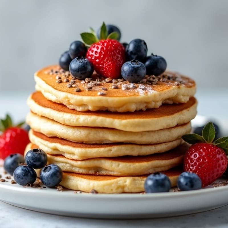 Fluffy Cinnamon Protein Pancakes with Berries