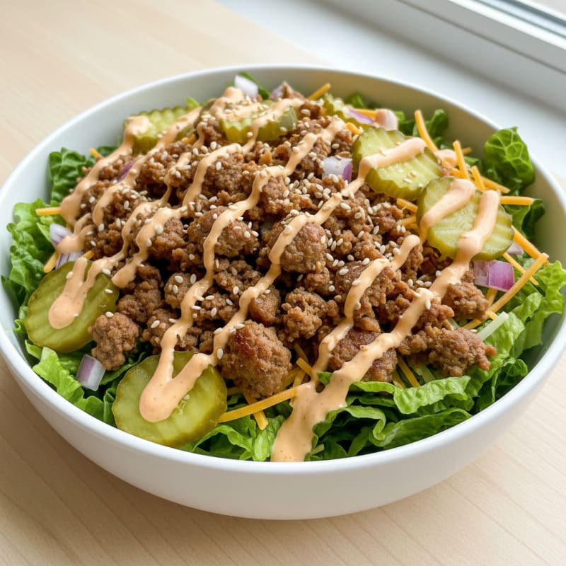 Crispy Ground Beef Big Mac Bowl