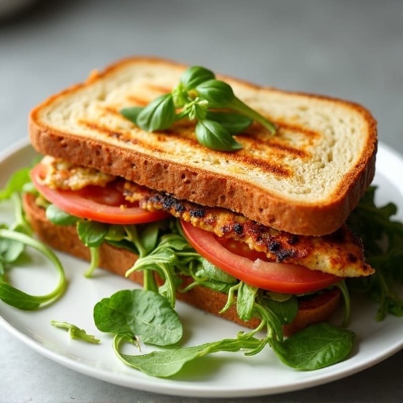 Grilled Chicken Pesto Sandwich with Fresh Greens