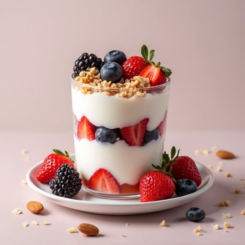 Creamy Greek Yogurt Parfait with Berries and Almonds