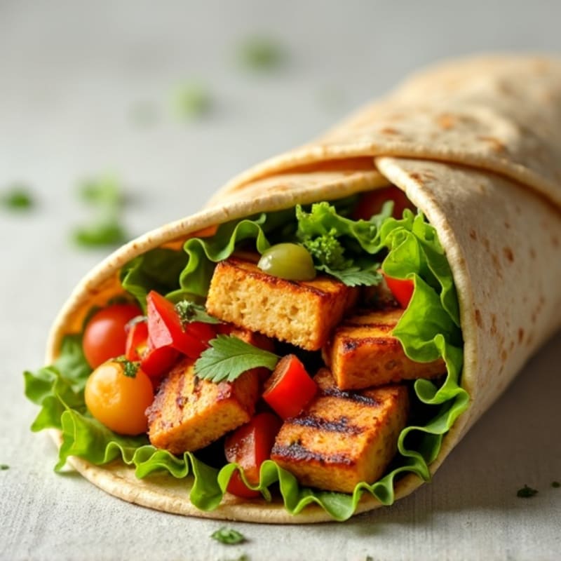 Fresh Garden Vegetable Wrap with Creamy Hummus