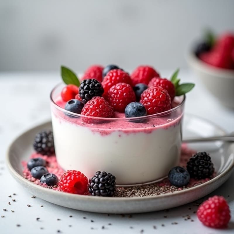 Greek Yogurt Protein Pudding with Mixed Berries