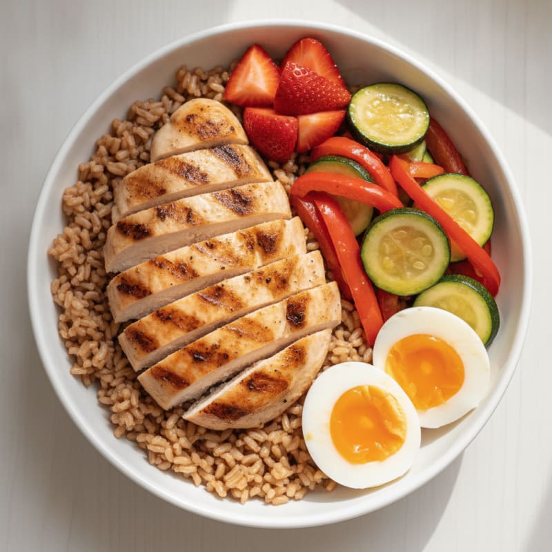 Grilled Chicken and Vegetable Rice Bowl