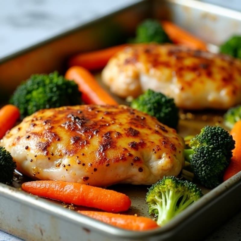 Sheet Pan Maple Glazed Chicken with Roasted Carrots and Broccoli