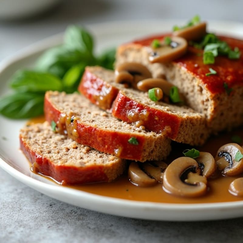 Lean Meatloaf with Savory Mushroom Gravy