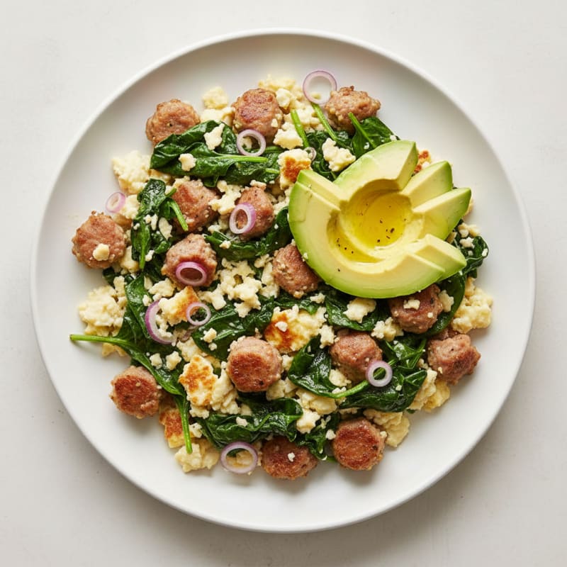 Egg White Scramble with Spinach and Turkey Sausage