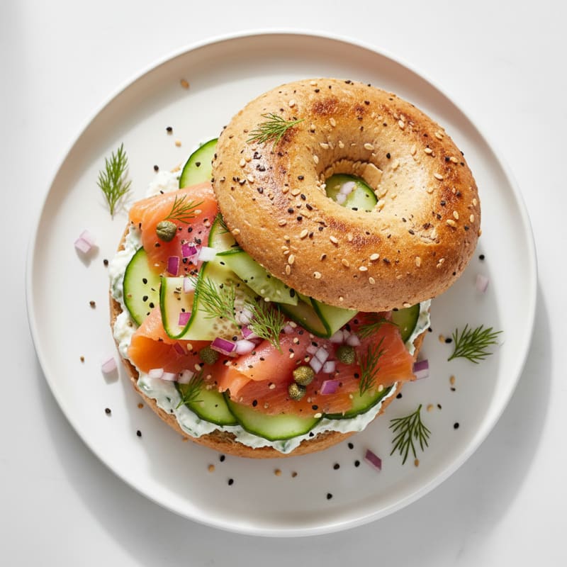 Smoked Salmon Everything Bagel Sandwich
